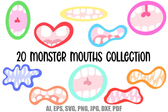 20 Monster Mouth Cartoon Vampire Teeth for Creative Design Projects