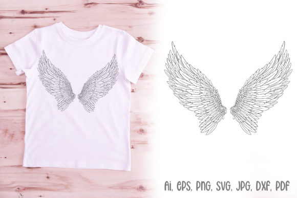 Angel Wings Religious Faith Line Art: A Must-Have Graphic Design Asset for Crafters