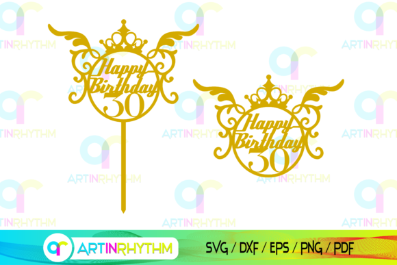 Happy 30th Birthday Cake Topper SVG: A Vibrant Graphic for Crafts and Branding