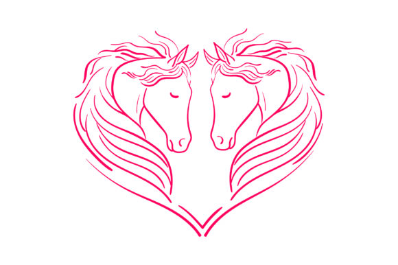 Heart of Horses: A Versatile Graphic Design Asset for Animal-Themed Crafts