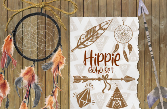 Hippie Boho Set: A Vibrant Design Asset for Creative Projects