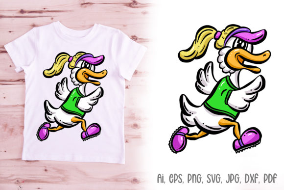 Running Exercise Duck Female Sticker SVG – A Versatile Illustration for Creative Publishers