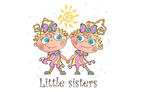 Twin Little Sisters SVG Graphic – A Versatile Illustration for Content Creators