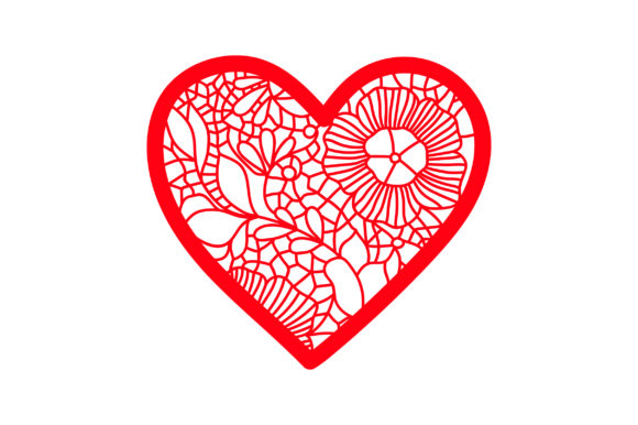 Victorian Valentine Outline – Heart with Lace Details for Crafts and Local Branding