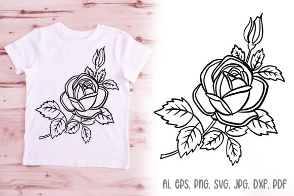 Wildflower Rose Flower Line Art Design Graphics